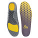 A close-up of a yellow and gray Ace Gel comfort insole.