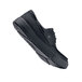 a black shoe with a white background