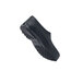 A black Shoes For Crews casual shoe with a rubber sole.