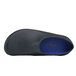 A black Shoes For Crews Radium casual shoe with a blue sole.