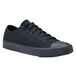A black Shoes For Crews Delray shoe with laces.