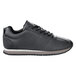 A black Shoes For Crews Avery athletic shoe with a white sole.
