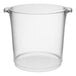 A clear, heavy-duty disposable plastic 4-quart wine or champagne chiller ice bucket with side handles.