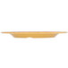 A yellow GET Venetian wide rim plate with a design on it.
