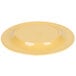 A close-up of a yellow GET Venetian wide rim plate with a small rim.
