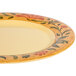 A close up of a GET Venetian melamine plate with a floral design on the rim.