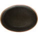 A black oval platter with a brown rim.