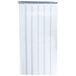 A white curtain with blue polar reinforced stripes.