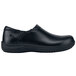 A black MOZO slip-on casual shoe with a black rubber sole.