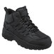 A black, high-top athletic shoe with a composite toe and non-slip sole, designed for men in size 13 extra wide width.