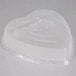 A clear plastic dome lid for a heart shaped foil pan.