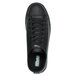 A close up of a black SR Max soft toe shoe with laces.