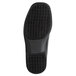 A close-up of a SR Max Brooklyn black dress shoe with black soles.