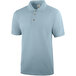 A light blue Henry Segal polo shirt with a collar and wood buttons.
