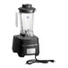 A commercial blender with a black base, clear container, and attached power cord.