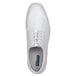 A white SR Max men's oxford dress shoe with laces.