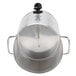 A silver metal Bunn 3 gallon iced tea dispenser with a black handle.