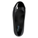 A black leather SR Max pump with a shiny cap toe and side buckle.