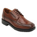 A brown leather SR Max men's dress shoe with laces.