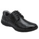 A black leather SR Max men's oxford dress shoe with laces.