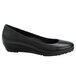 A black leather SR Max women's wedge heeled pump.