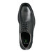 A black men's oxford dress shoe in size 9 extra wide with a soft toe and non-slip sole.