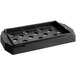 A black rectangular plastic tray with holes.