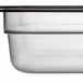 A Cambro translucent polypropylene food pan with lid.