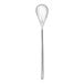 A close-up of a Fortessa stainless steel silver serving spoon with a long handle.