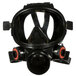 A 3M full face respirator with red and black lenses.
