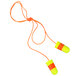 3M E-A-Rsoft SuperFit yellow and orange corded foam earplugs on a string