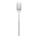 A close-up of a Fortessa Arezzo stainless steel cake fork with a silver handle.