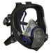 A 3M full face respirator with blue and black filters.