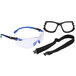 3M Solus safety glasses with blue and black straps and foam accessories.