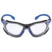 3M Solus 1000 Series safety goggles with blue and black frames and clear lenses.