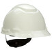 A white 3M hard hat with black suspension straps.