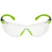 3M Solus safety glasses with green and clear frames and lenses.