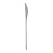 A close-up of a Fortessa stainless steel dessert knife with a white background.
