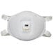 A white 3M N95 face mask with white filters and straps.