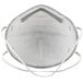 A 3M white face mask with a white strap and rubber bands.