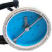 a circular object with a white circle and blue circle