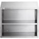 A Regency stainless steel wall cabinet with open shelves.