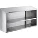 a metal shelf with shelves