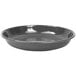 A grey Crow Canyon Home enamelware pasta plate with a speckled rim.