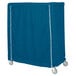 A mariner blue vinyl cover with Velcro for a Metro shelf cart.