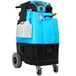 A blue and black Mytee LTD5-LX Speedster carpet extractor on wheels with a white jug.
