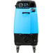 A blue and black Mytee 1003DX Speedster carpet extractor machine with a plastic container.