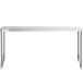 A stainless steel Avantco single deck overshelf on a table.