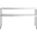 An Avantco stainless steel double deck overshelf on a table.