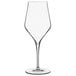 A Luigi Bormioli Supremo Chianti wine glass with a thin black stem on a white background.